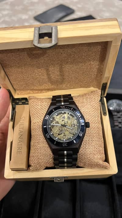 Durus | Sultanaire Mechanical - Matte Black Wood & Silver/Gold Dial