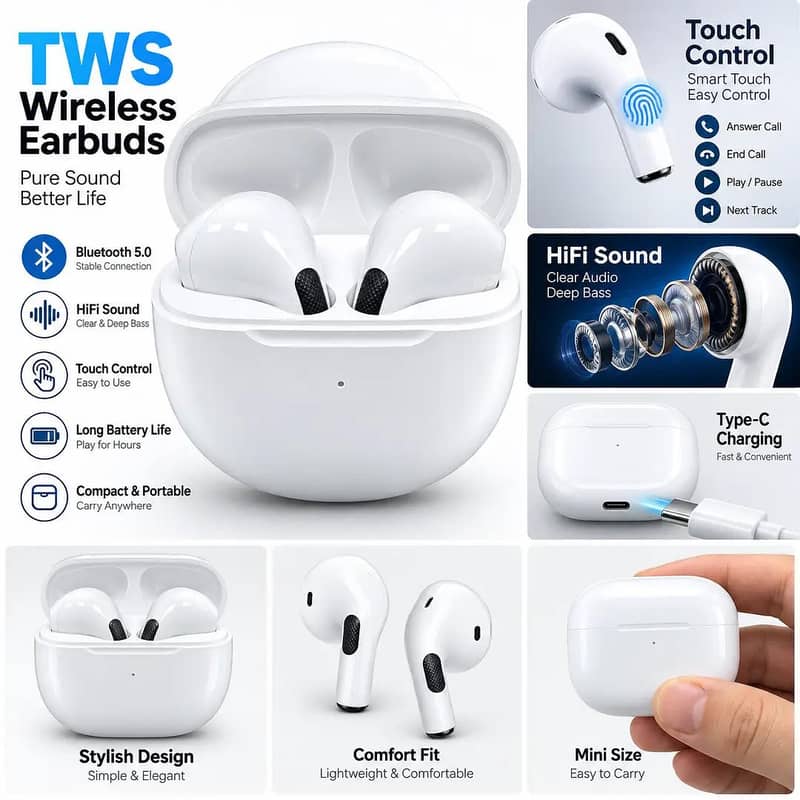 Pro 6 Wireless Earbuds 8