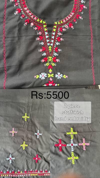 Hand embroidered shirt + trouser colour black