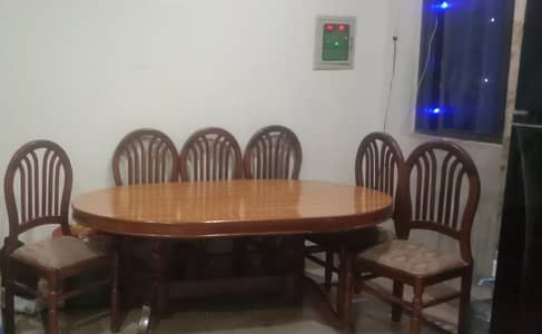 dining table 10 by 10 condition 6 chairs pure  lakadi