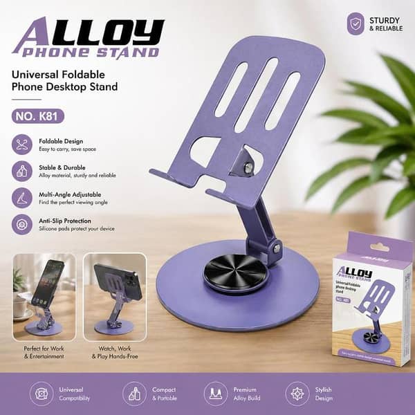 Mobile holder stand for table metal body with tap 360 routatable stand