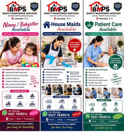 babysitter,housemaids,cooks,Ninny,helpers, patientcare, officeboy,staf