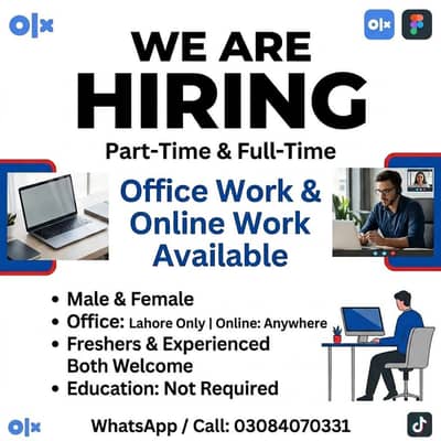 WE HIRING MALE AND FEMALES STAFF FOR OFFICE WORK