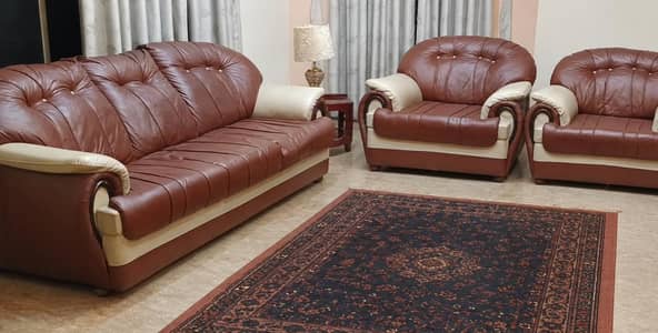 Elegant 7 seater brown & cream sofa set