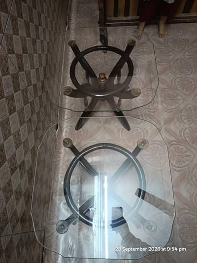 Wood and mirror table set
