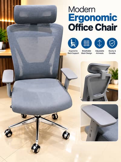 Adjustable Ergonomic High-Back Mesh Office Chair with Chrome Base