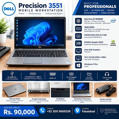 Dell Precision 3551 i5 10th Gen 16GB 512GB SSD Quadro P620