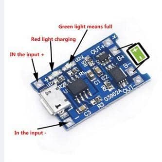 TP4056 Lithium Battery 18650, 1A Charger Module with Battery Protection  E R5657