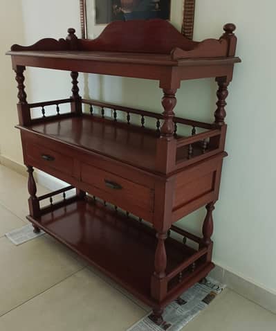 Antique 3 Tier Buffet with 2 drawers (Burma Teak)