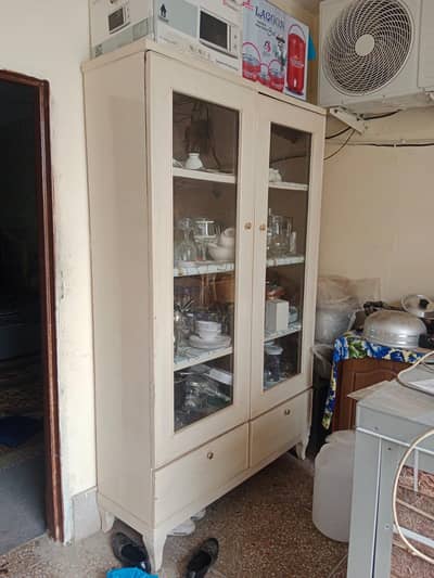 Bed, side tables, dressing table with mirror, showcase