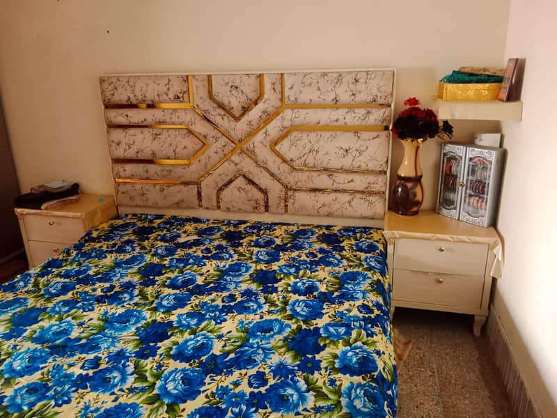 Bed, side tables, dressing table with mirror, showcase 2