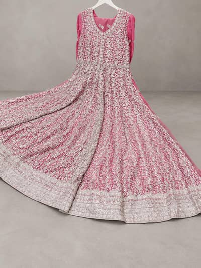 Pink & Silver Bridal Walima Maxi – Worn Once, Excellent Condition