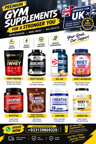 Original Gym Supplements Pakistan | Whey Protein, Creatine & Many More