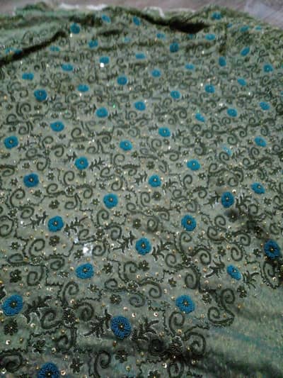 v v beautifull un stitch sherara dark mehndi colour its v beautifull.