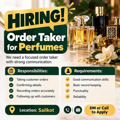 Order Takers Required – Perfume Business