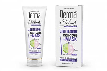 Derma shine 3 in 1 lightening wash + scrub + mask 200gmb -  original -
