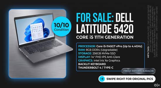 Dell Latitude 5420 Core i5 11th Gen | 8GB/256GB SSD | 10/10 Fresh