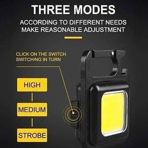 T  Mini LED Portable Keychain Flashlight – USB Rechargeable COB Work Light with Strong Magnet, Bottle Opener & Keychain Hook | Multifunction Emergency Pocket Torch for Camping, Hiking, Fishing, Outdoor & Daily Use