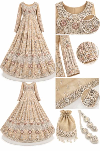 Elegant Bridal Maxi Dress for Wedding | Luxury Embroidered Bridal Gown