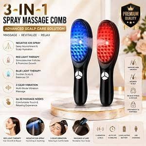 T  Original 5-in-1 TheraBrush Hair Steamer – Innovative Anti-Tangle Hair Restoring Brush for Faster Hair Growth | Scalp Massage & Smooth Detangling Hair Brush | Random Color