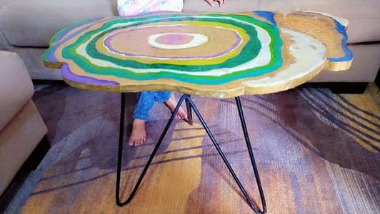 beautiful risen epoxy table in wood