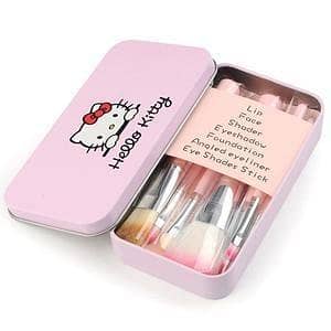 T  Hello Kitty 7 Makeup Foundation Powder Eye Shadow Brushes Set Make Up Brushes Set