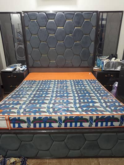 Queen Size Bed with matress and side tables