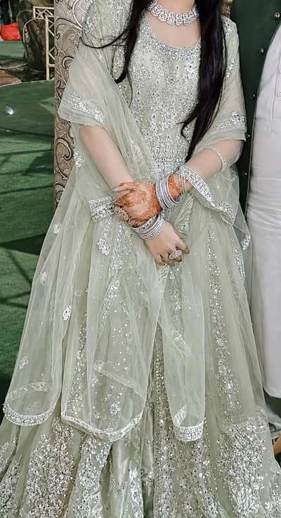 Maxy sage green with silver work
