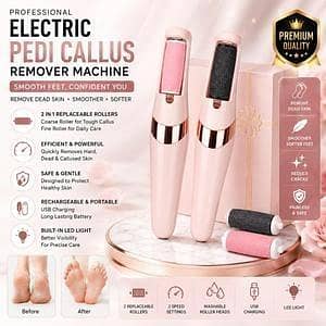 T  Rechargeable Electric Pedi Callus Remover for Feet – Professional Pedicure Foot File Machine | Cracked Heel Remover, Dead Skin Remover & Foot Grinder Tool | Portable Rechargeable Foot Care Device for Smooth Soft Heels