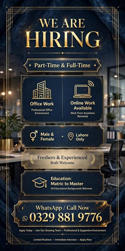 WE ARE HIRING MALE AND FEMALES STAFF FOR ONLINE WORK