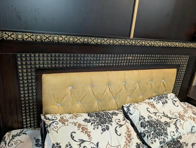 King Size Bed with Matress - 2 Side Tables - Dressing Table - Cupboard