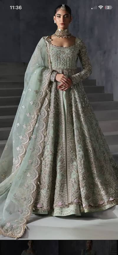 Original Afrozeh bridal  Open Maxi with Lehnga Ready to wear