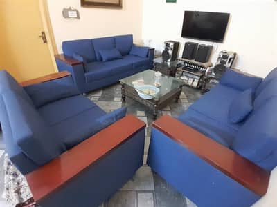 3+2+3 sofa set as good as new solid sheesham wood frame master foam