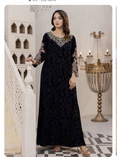 Blue velvet by rafiya embriodered