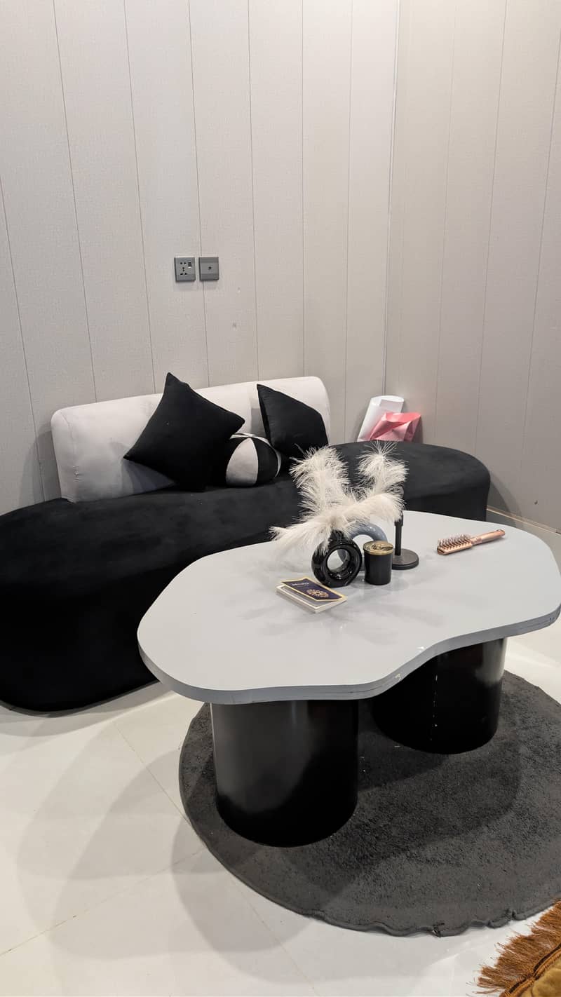 Sofa and Table Black+Grey Combination 0