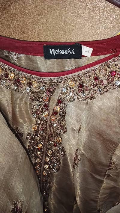 Nakosh brand large size fully embroided3 pcs net dress