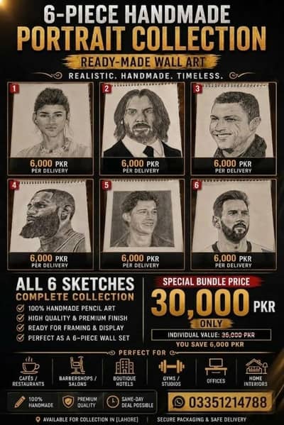 Celebrity Pencil Sketches (Real and Hand Made) 30,000 for Bundle