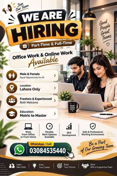 WE HIRING MALE AND FEMALES STAFF FOR OFFICE WORK