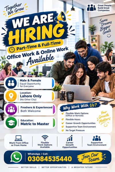 8) WE HIRING MALE AND FEMALES STAFF FOR OFFICE WORK