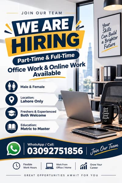 WE ARE HIRING MALE AND FEMALES STAFF FOR PART TIME WORK OR OFFICE WORK