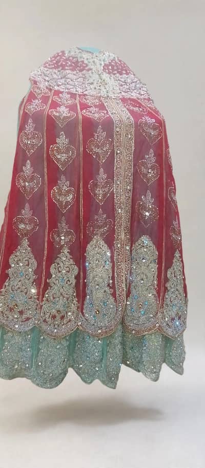 Red ND sea green bridal frock fancy size medium