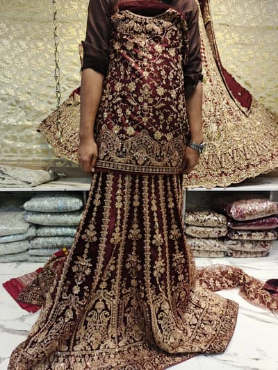 Bridal Velvet Net Lehenga – Heavy Handwork | Unstitched