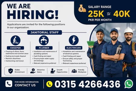 Janitorial staff requirer - Male/ Female