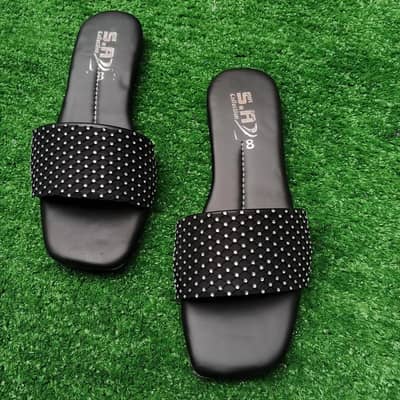 ladies fancy Rhinestone flat, in black color premium quality