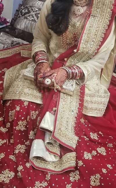 Bridal sharara 3 piece -  skin & Red - 1 time used- 10/10