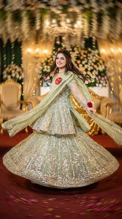 Mint Green Heavy Embroidered Sharara – Wedding & Party Wear