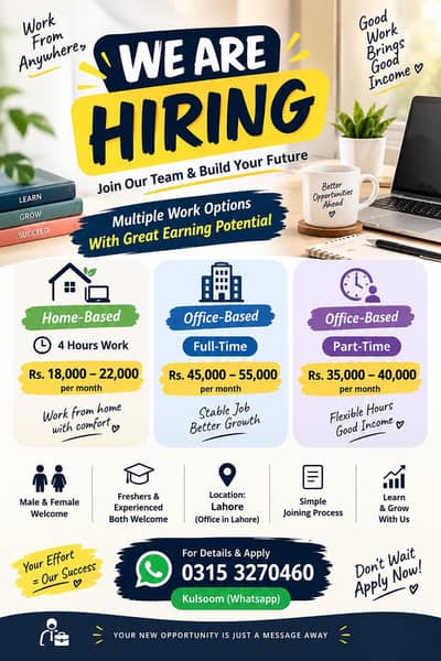 NEED MALE AND FEMALES STAFF FOR OFFICE WORK AND ONLINE WORK