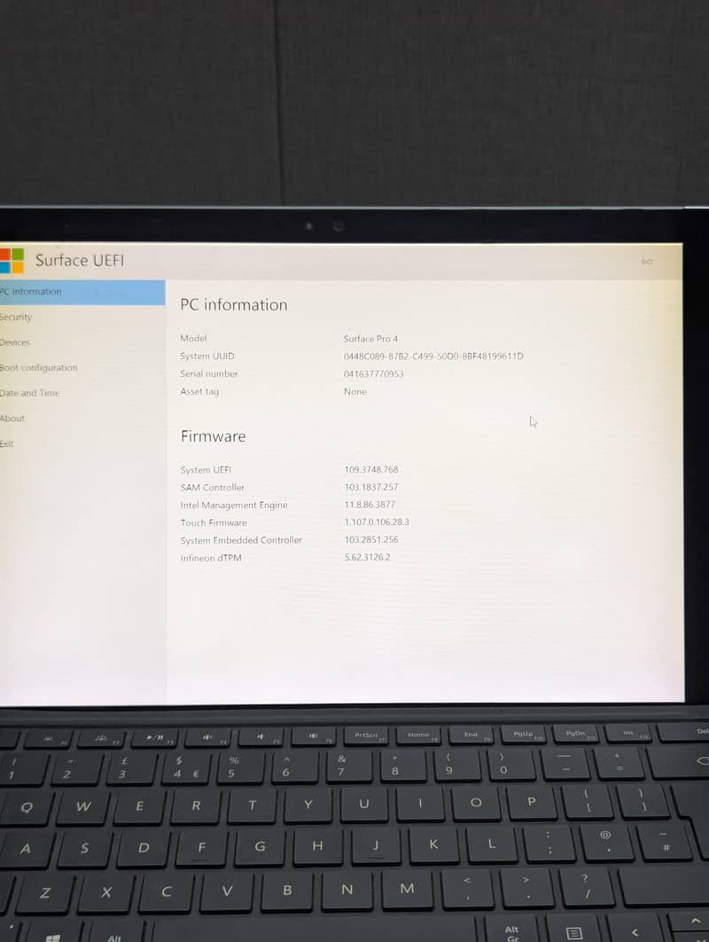 Microsft Surface 4 pro 3