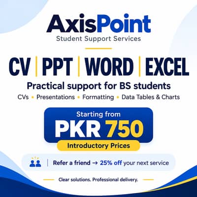 CV, Presentation, Word Formatting & Excel Support for Students
