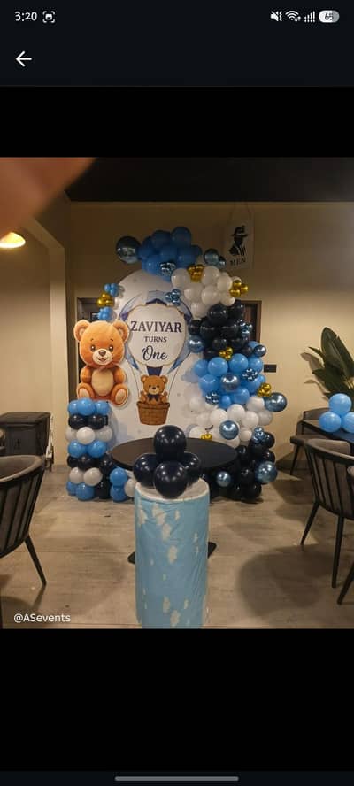 teddy bear theem birthday setup